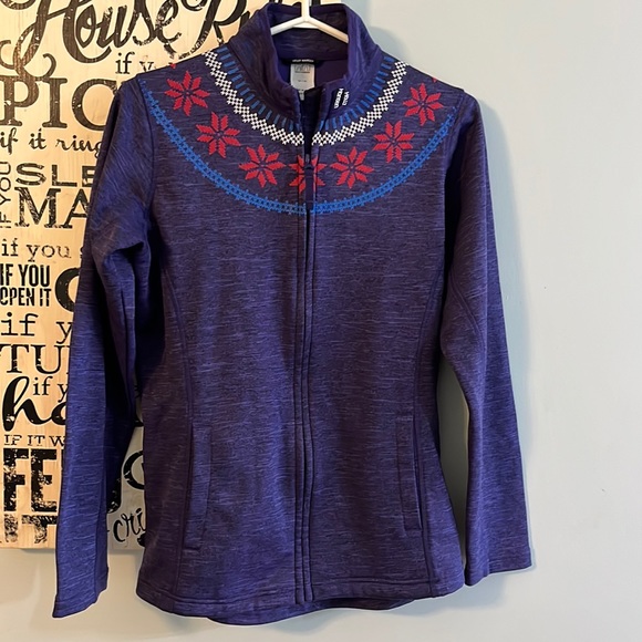 Helly Hansen Light Fleece Zip Up Jacket with Argyle Design Size Medium - Picture 1 of 7